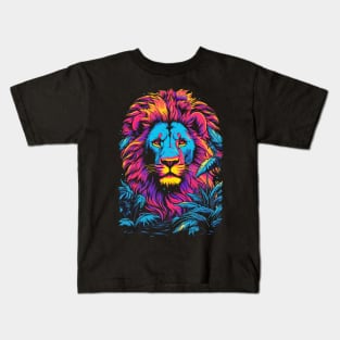 Flashy Neon Lion Kids T-Shirt